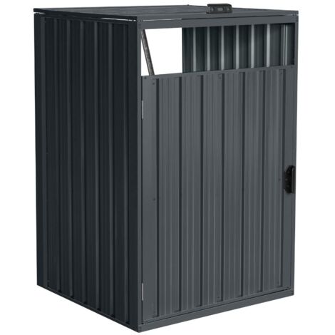 Home Deluxe – Abri pour poubelles CUBO – Extension 240L – Dimensions 80x80x122 cm – Acier galvanisé résistant aux intempéries – Toit ouvrant avec poignée (1/5)