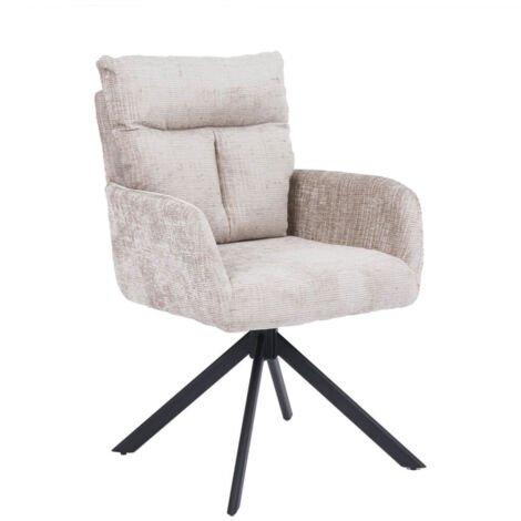 Home Deluxe – Chaise de salle à manger pivotante ALUNA – Rembourrage moelleux – Revêtement en polyester beige – Hauteur d'assise 50 cm – Dimensions 91x66x72,5 cm (1/5)