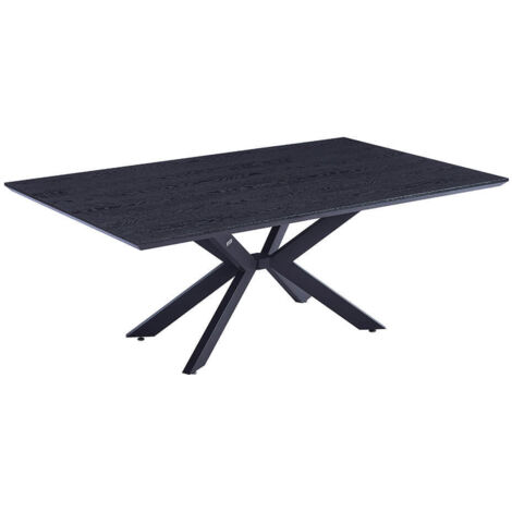 Home Deluxe - Table d'angle AVENCIA avec pied en étoile - 200 x 120 cm Dark Oak 4 chaises marron clair  Equipement 4 chaises, couleur marron clair (1/5)
