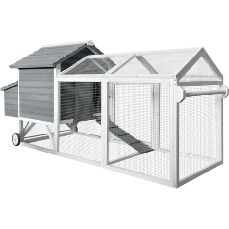 Home Deluxe – Poulailler en bois FERA 224 x 107 cm – Construction en sapin 2 cm – Station de ponte intégrée – Bac à déjections amovible