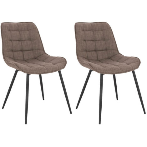 Home Deluxe - Chaise rembourrée Salle à manger Tissu IKALO Couleur : Gris/Brun, Quantité : 2 (1/5)