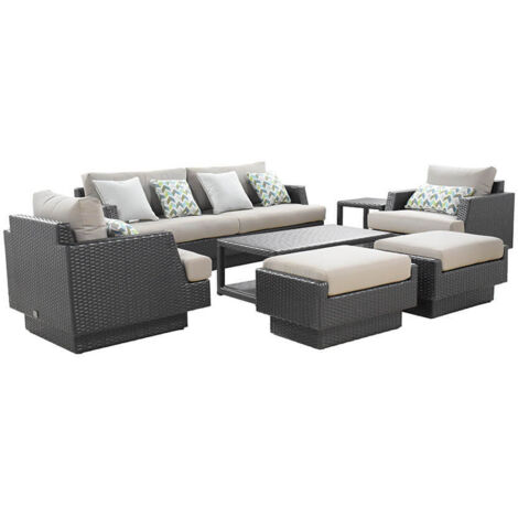 Home Deluxe - Salon de jardin en rotin avec housse MALIBU - Anthracite pour 8 personnes (1/5)