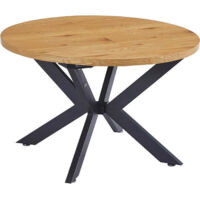 Home Deluxe – Table à manger ronde extensible 120-160 cm – Pied en étoile – Chêne clair – Facile d'entretien – Pour 6 personnes