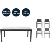 Home Deluxe - Salon de jardin CALIDO MADERA avec table de jardin extensible & 4 chaises lot de 5 pcs.