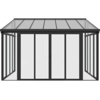 Home Deluxe – Véranda Amaris anthracite 312 x 224 x 300 cm – Cadre aluminium résistant – Panneaux polycarbonate double paroi – Gouttière intégrée