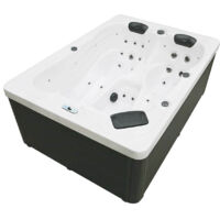 Home Deluxe – Jacuzzi d'extérieur SUNSET PURE pour 3 personnes – 32 jets de massage réglables – Dimensions 220 x 156 x 82 cm – Chauffage et luminothérapie inclus