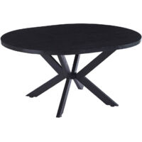Home Deluxe - Table ronde à rallonges AVENTURA avec pied en étoile - 120-160 x 120 cm Dark Oak 6 chaises