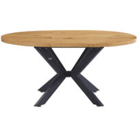 Home Deluxe - Table ronde à rallonges AVENTURA avec pied en étoile - 120-160 x 120 cm Light Oak 6 chaises Equipement