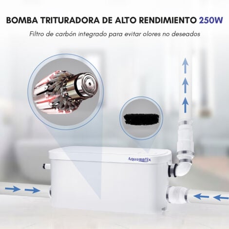 Aquamatix 250W Bomba de Ducha, Bomba de desagüe compacta para duchas y lavabos 2 entradas