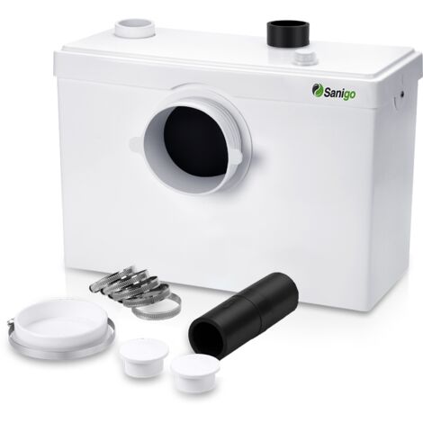 Sanigo Triturator Macerador 600W Bomba de aguas residuales 200L/min con filtro de carbón para inodoros, lavabos y duchas