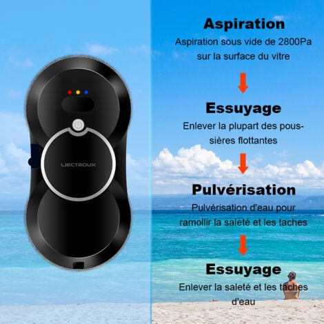 Robot Laveur De Vitres LIECTROUX HCR-10, 80 W, Aspiration De 5600 Pa