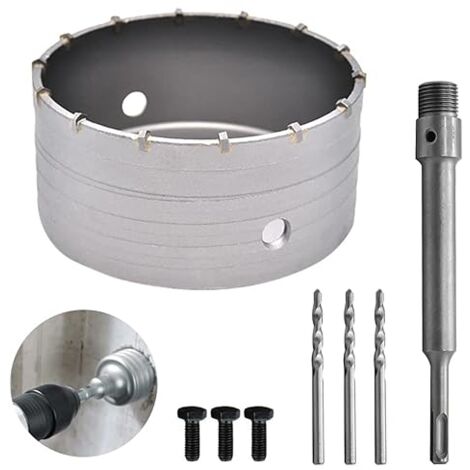 160-mm-Bimetall-Lochsäge für Betonfliesen, Betonkernbohrer, mit 220-mm-SDS-Plus-Adapter und 3 x 110-mm-Zentrierbohrern, Betonlochsäge (1/5)
