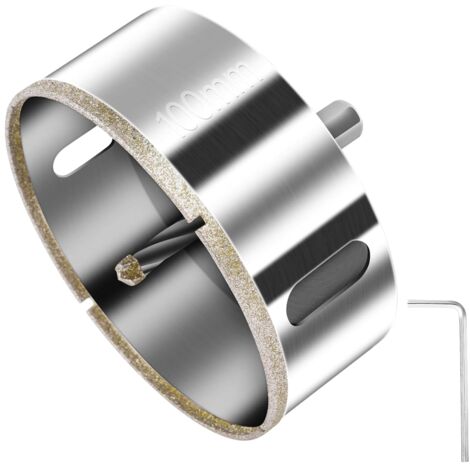 Diamantbohrer, Diamant Lochsäge, 100mm Lochsäge mit Zentrierbohrer, Glasbohrer mit Diamant-Beschichtung Kohlenstoffstahl, Bohrkron Fliesenbohrer für Glas, Fliesen, Keramik, Marmor, Granit