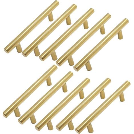 10 Stück Möbelgriff Küchenschrankgriff Gold Schrankgriff 128mm Messing Küchentürgriff Schubladengriffe