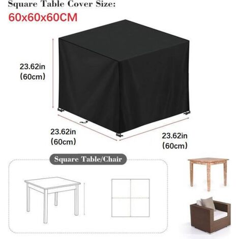 Abdeckung für Gartenmöbel, 60 x 60 x 60 cm, Oxford, schwarz, Abdeckung für Gartentische, Gartenmöbel, wasserdicht, winddicht, UV-beständig, kältebeständig