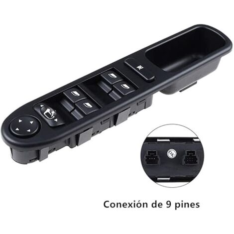 Fensterheber 307 vorne links, Fahrerseite, elektrischer Fensterheber-Hauptschalter, Fensterheberschalter, passend für Peugeot 307, 307SW, 307CC, schwarz, 257 x 55 mm