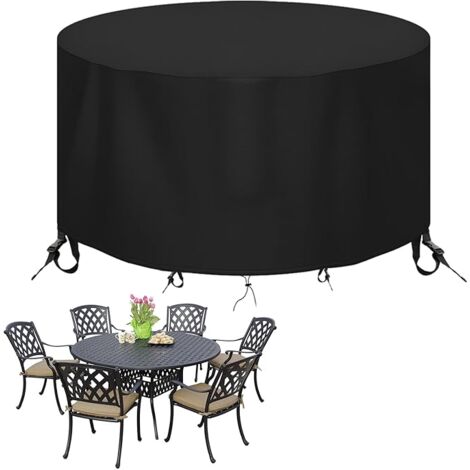 Abdeckung Gartenmöbel Wasserdicht 190x80cm, Schutzhülle für runden Gartentisch, wasserdicht, 420D Oxford, schwarz, UV-beständig, schneebeständig, rissfest