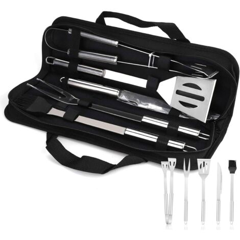5-teiliges Grillbesteck, Grillbesteck-Set aus Edelstahl, Grillset, Grillwerkzeug aus Edelstahl, Spatel, Plancha-Zubehör, Grillutensilien