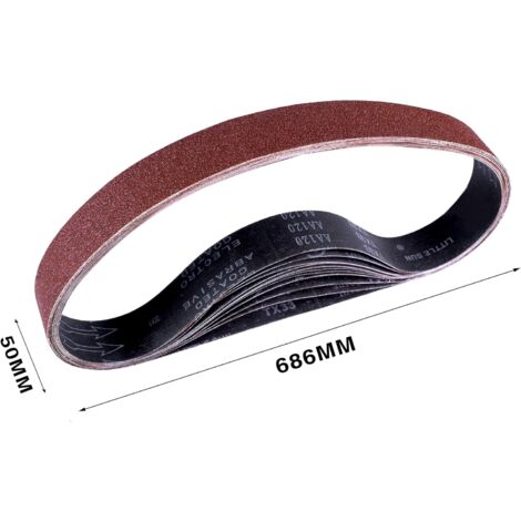 Schleifband 50 x 686 mm, Schleifbänder gemischt (3x Körnung 80/120/150/240/400) für Bandschleifer 15 Stück, Schleifband