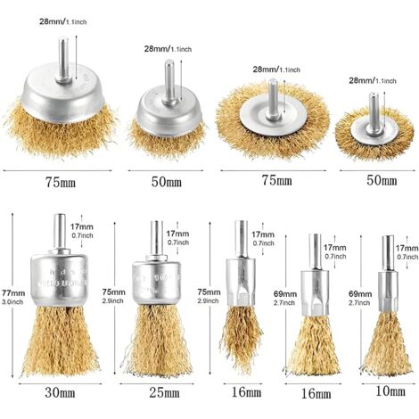 Beifenl 20x Messingdrahtbürsten-Set – Topfbürsten Ø25 Mm Mit 3-mm-Schaft, Zum Entrosten & Polieren Von Metallen