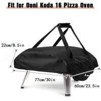 Pizzaofen-Abdeckung 77 x 60 x 22 cm für Ooni Koda 16, 420D Oxford-Gewebe, tragbar, wasserdicht, wetterfest, Outdoor-Pizzaofen-Zubehör, Schwarz