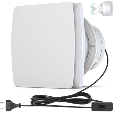 Xiiw – Ventilateur d'extraction salle de bain 100 mm – Clapet anti-retour – 12W – 34 dB – Débit d'air 95 m³/h – Installation facile au mur