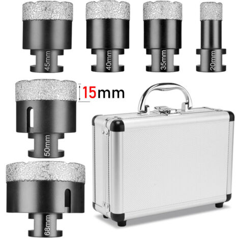 XIIW M14 Set de scies cloches diamantées 20/35/40/45/50/68 mm Meuleuse d'angle Foret diamanté Foret pour boîte de forage humide et sec pour granit, grès cérame, carrelage, maçonnerie