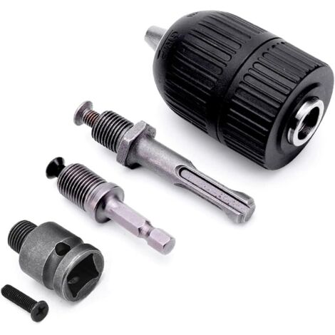 Mandrin de perçage rapide 2-13 mm 1/2" x 20UNF avec 1/4 HEX, 3/8" SDS Plus, adaptateur pour clé à chocs, mandrin de perçage sans clé pour perceuse, mandrin de perçage pour clé à chocs