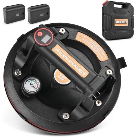 Ventouse électrique de 200 mm avec une force de succion de 300 kg, auto-amorçante avec mano-vacuomètre, lève-plaques, lève-carreaux, transport de marbre, verre, matériaux, stratifié.