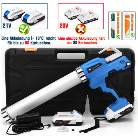 Pistolet à cartouche sans fil 6500N avec 2 batteries Li-ion 21V/2Ah, pistolet à silicone professionnel, presse-cartouche réglable sur 6 niveaux, avec chargeur inclus, 10000 tr/min.