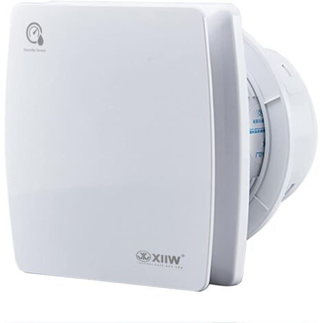 Ventilateur de salle de bain 100 mm blanc avec suivi, capteur d'humidité et volet coulissant, ventilateur de salle de bain ventilateur de salle de bain hotte aspirante et mur, pour cuisine, fenêtre de