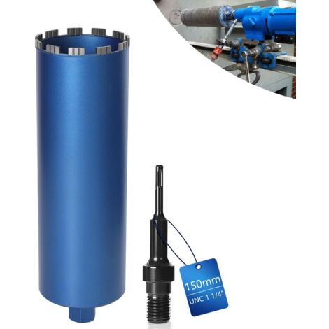 Xiiw – Couronne de forage diamantée turbo Ø 150 mm – Adaptateur SDS Plus – Longueur 460 mm – Pour béton, maçonnerie et acier