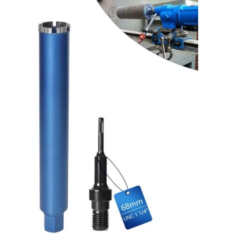 Xiiw – Couronne de forage diamantée Ø 68 mm – Segment turbo pour béton armé – Longueur 460 mm – Adaptateur SDS Plus – Forage à l'eau et à sec
