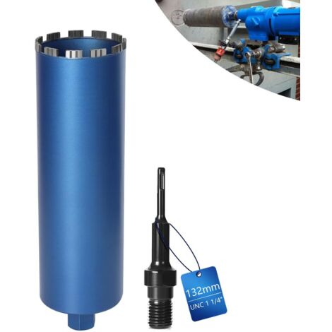 Xiiw – Couronne de forage diamantée Ø 132 mm – Segment turbo pour béton armé – Adaptateur SDS Plus – Longueur 460 mm – Emmanchement 1 1/4'