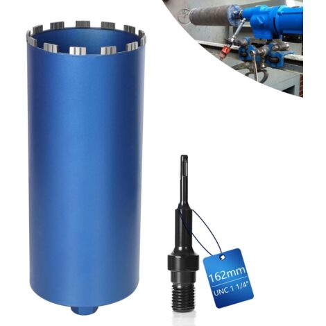 Xiiw – Couronne de forage diamantée Ø 162 mm – Segment turbo pour béton armé – Emmanchement 1 1/4' – Longueur 460 mm – Adaptateur SDS Plus