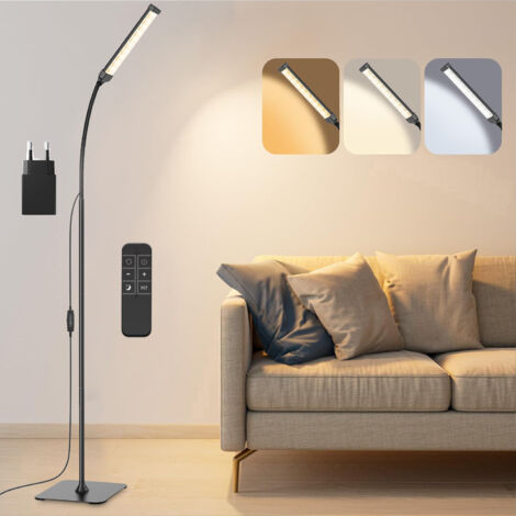 Lampadaire LED Salon sur Pied avec col flexible,3 Températures & 5 Niveaux Luminosité - pour Extensions Cils/Soins Visage(USB&Fiche)