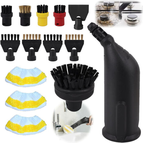 Kit d'accessoires pour Kärcher SC1, SC2, SC3, SC4 et SC5 -Accessoires pour nettoyeur vapeur - 14 pièces - 10 Tête de brosse 1 buse allongée 3 chiffons en microfibre (1/5)