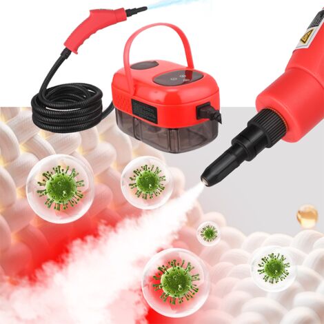 Nettoyeur à vapeur portable désinfectant, 105°C Haute température, stérilise nettoie et dégraisse, avec 10 Accessoires, 1100 ml Réservoir d'eau, Nettoyeur Vapeur à Main Portatif, Rouge