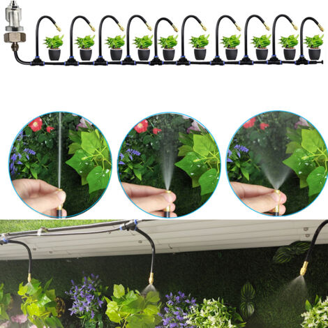 Système d'irrigation Jardin Professionnel - Buse Brumisation Cuivre 360° Réglable, Kit 10M Tuyau PU Résistant,pour Serre/Jardin (1/5)