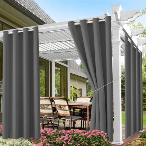Rideaux d'extérieur Imperméables à oeillets Gris Foncé 180x213cm - Imperméable, Isolation thermique, Anti-UV, Jardin/Bureau