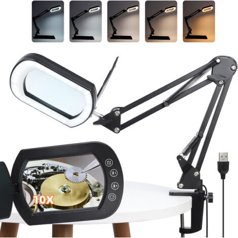 Lampe Loupe LED Manutan Expert Avec Pince De Table - 600 Lm, Grossissement 2.25x, Bras Flexible 800 Mm