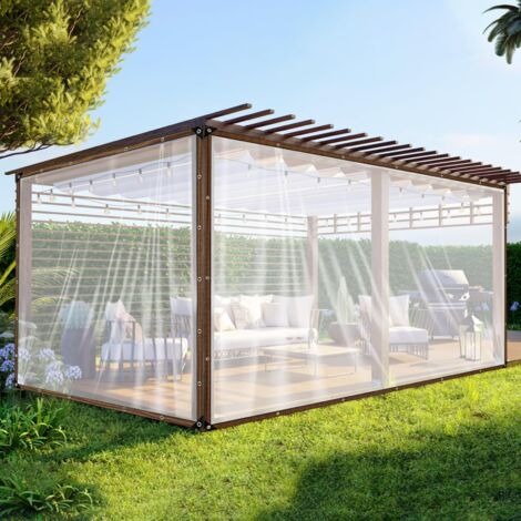 3x5m Bâche transparente pour l'extérieur avec œillets - Imperméable, Anti-déchirure, Peut résister au vent fort,Pour terrasse (1/5)