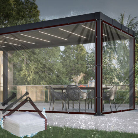 4x5m Bâche transparente pour l'extérieur avec œillets - Résistante au vent, Grande taille pour abri camping/terrasse (1/5)