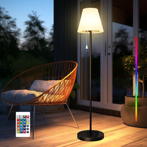 Lampadaire solaire extérieur étanche avec capteur de lumière,IP66,USB ou solaire charge,14 couleurs RGB,Pour patio/jardin/piscine (1/5)