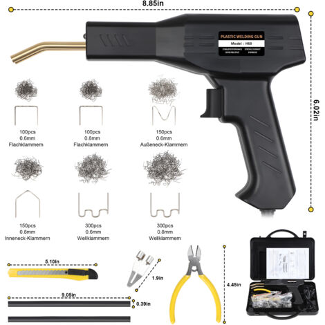 Kit De Soudure Plastique 220W Avec 800 Agrafes + 56 Baguettes | Pour Réparer Pare-chocs, Tableau De Bord, Objets En Plastique | Comprend Outils De Lissage Et Pinces