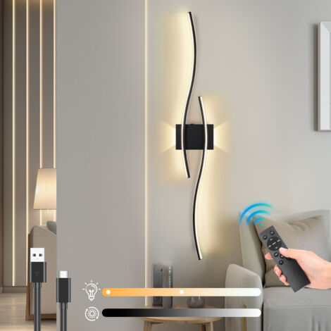 Applique Murale LED Interieur,Moderne Design Incurvée,Rechargeable, Gradation,Réglable,Télécommande pour Chambre/Salon/Couloir (1/5)