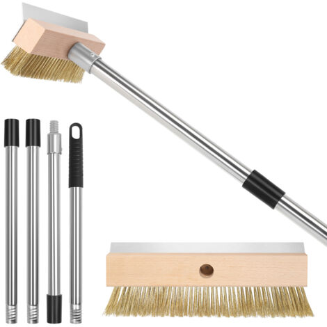 Brosse pour four à pizza avec Poignée Amovible, brosse de nettoyage pour pierre à pizza en fil de cuivre avec grattoir