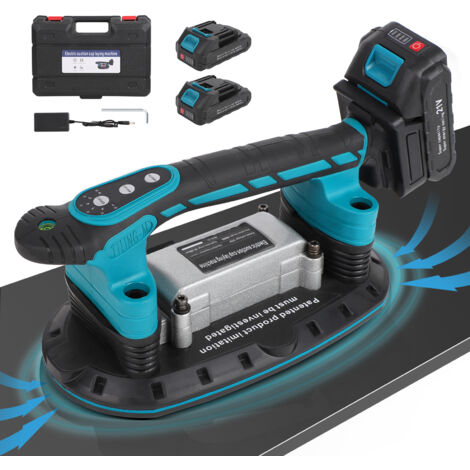 Vibromasseur pour carrelage 12 000 VPM - 30 à 225 mm - 250 kg - Ventouse - 6 vitesses réglables - Secoueur de carrelage - Appareil vibrant (2 batteries 2,5 Ah)