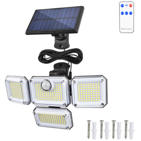 Lampe Solaire Exterieur avec Détecteur de Mouvement,333LEDS, 3 Modes D'éclairage,6500K,IP65 étanche,grand angle de 270°,Pour Jardin Garage (1/5)