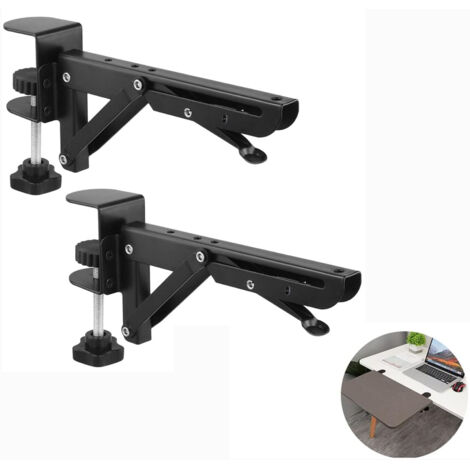 2 Pièces Equerre - Equerre Pliable Etagere Convient aux épaisseur de 1-8.2 cm tables, Noir